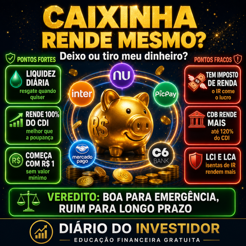 Caixinha de rendimentos vale a pena deixar dinheiro análise 2026