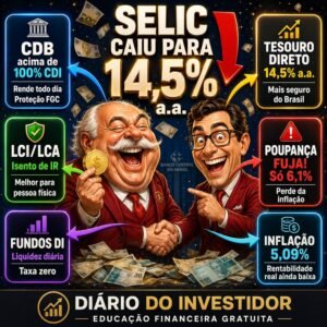 Selic caiu para 14,5%: onde investir agora em 2026?
